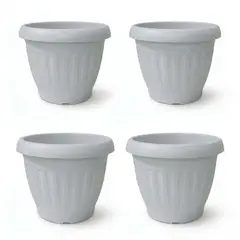 GENERICO - Pack 4 Maceteros Plástico Redondo Mármol 50 cm