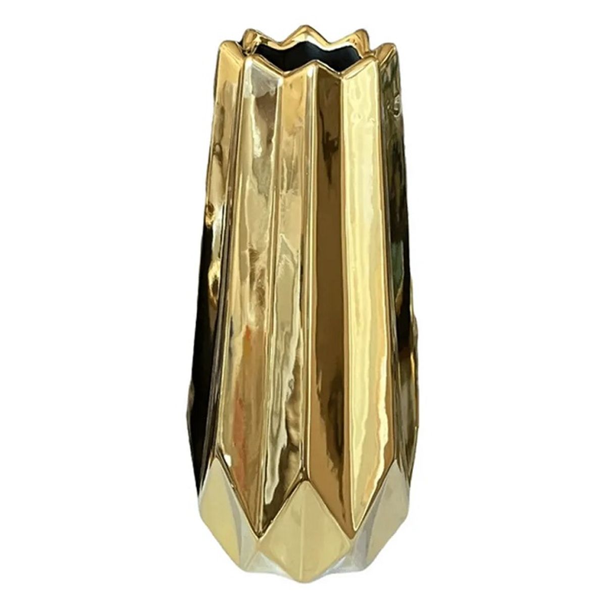 GENERICO - JARRON DE CERAMICA NORDICO DECORATIVO TALLA L, COLOR DORADO MEDIDA 30* 8