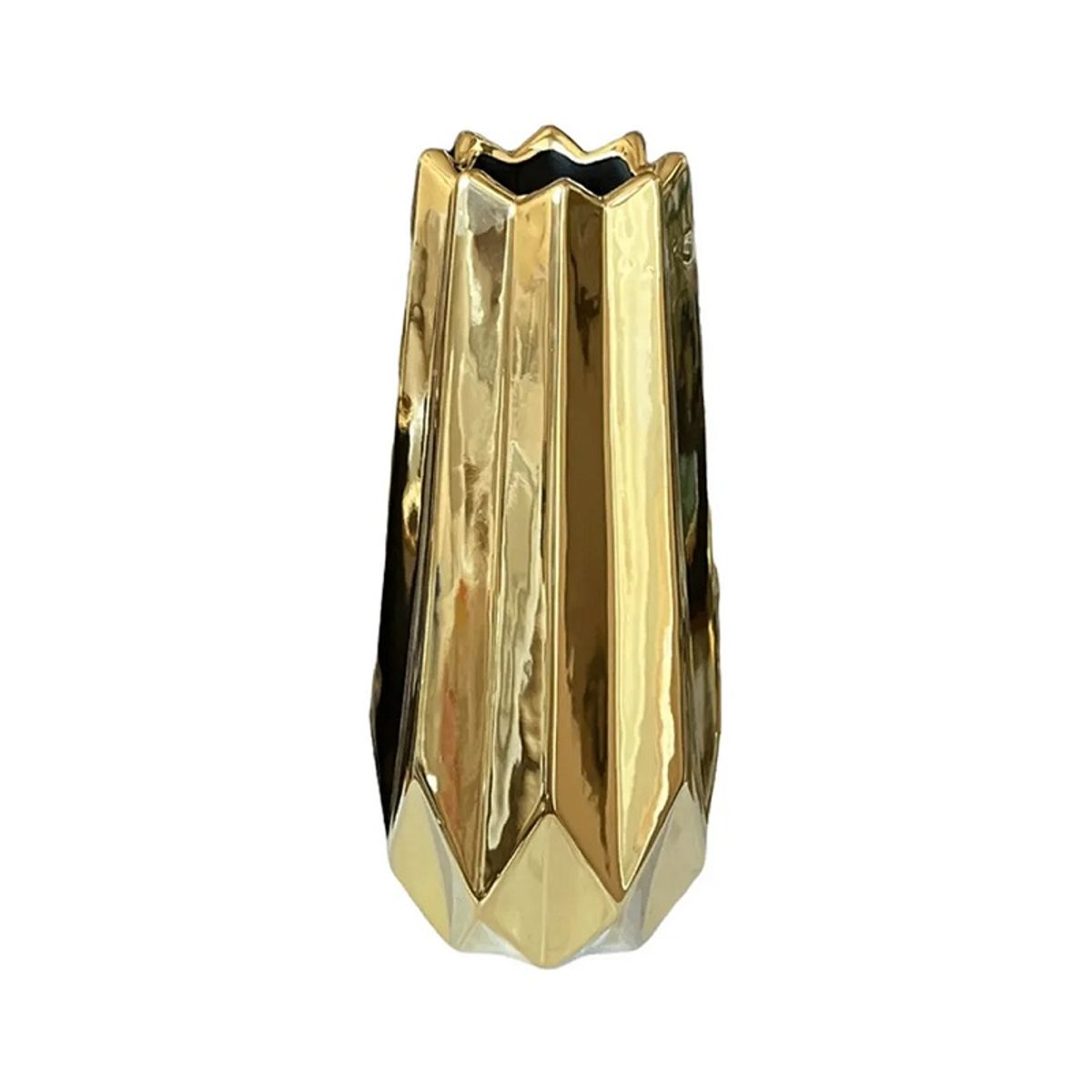 GENERICO - JARRON DE CERAMICA NORDICO DECORATIVO TALLA L, COLOR DORADO MEDIDA 30* 8