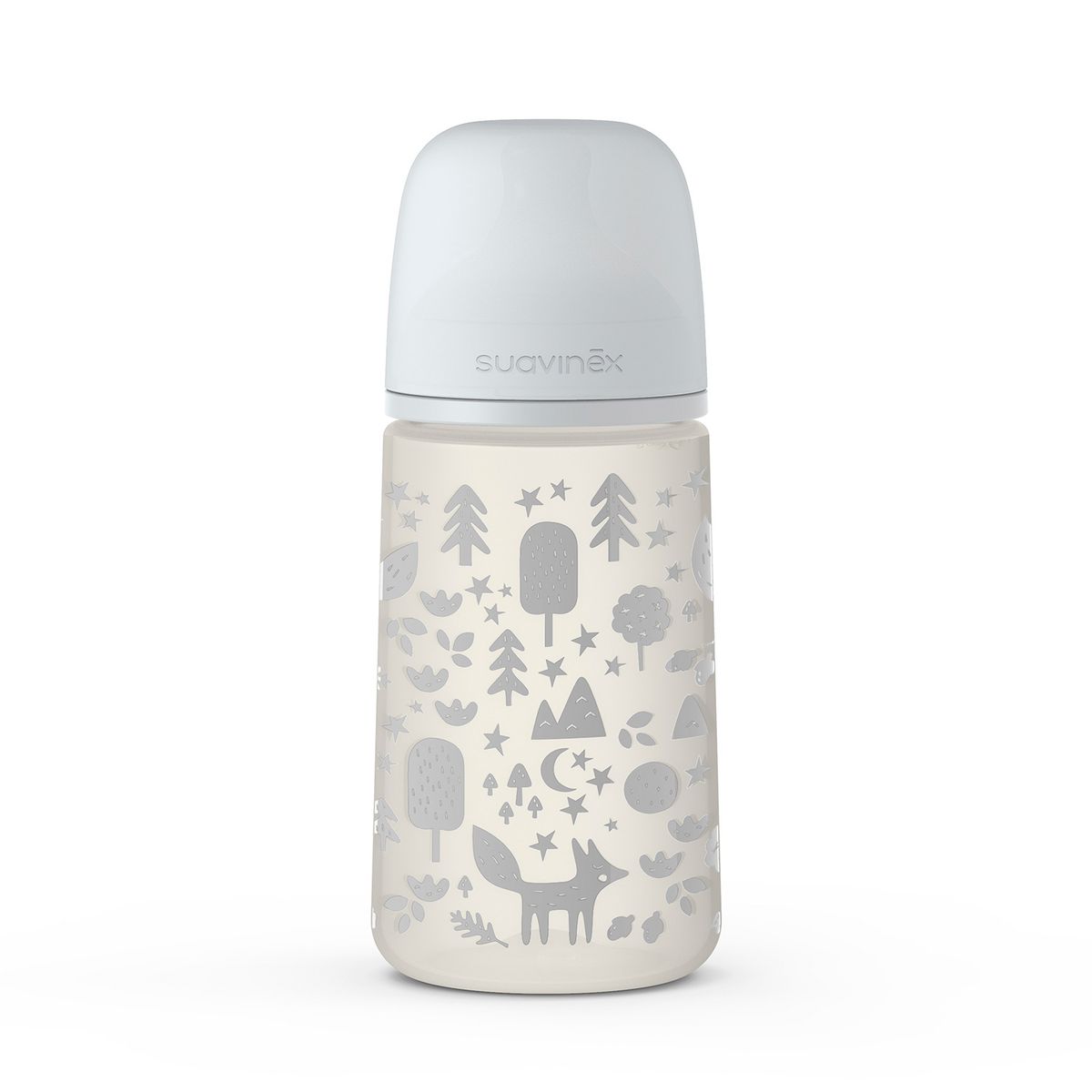 SUAVINEX - MAMADERA DE FLUJO MEDIO PRINTS CON TETINA FISIOLÓGICA SX PRO 270ML FOX GRIS