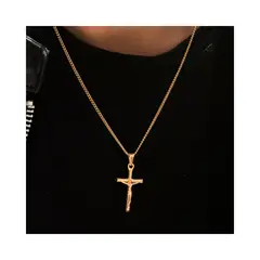 SAINT VENIK - Cross Minimal Pendant Enchapado 18k Collar Dorado 50cm
