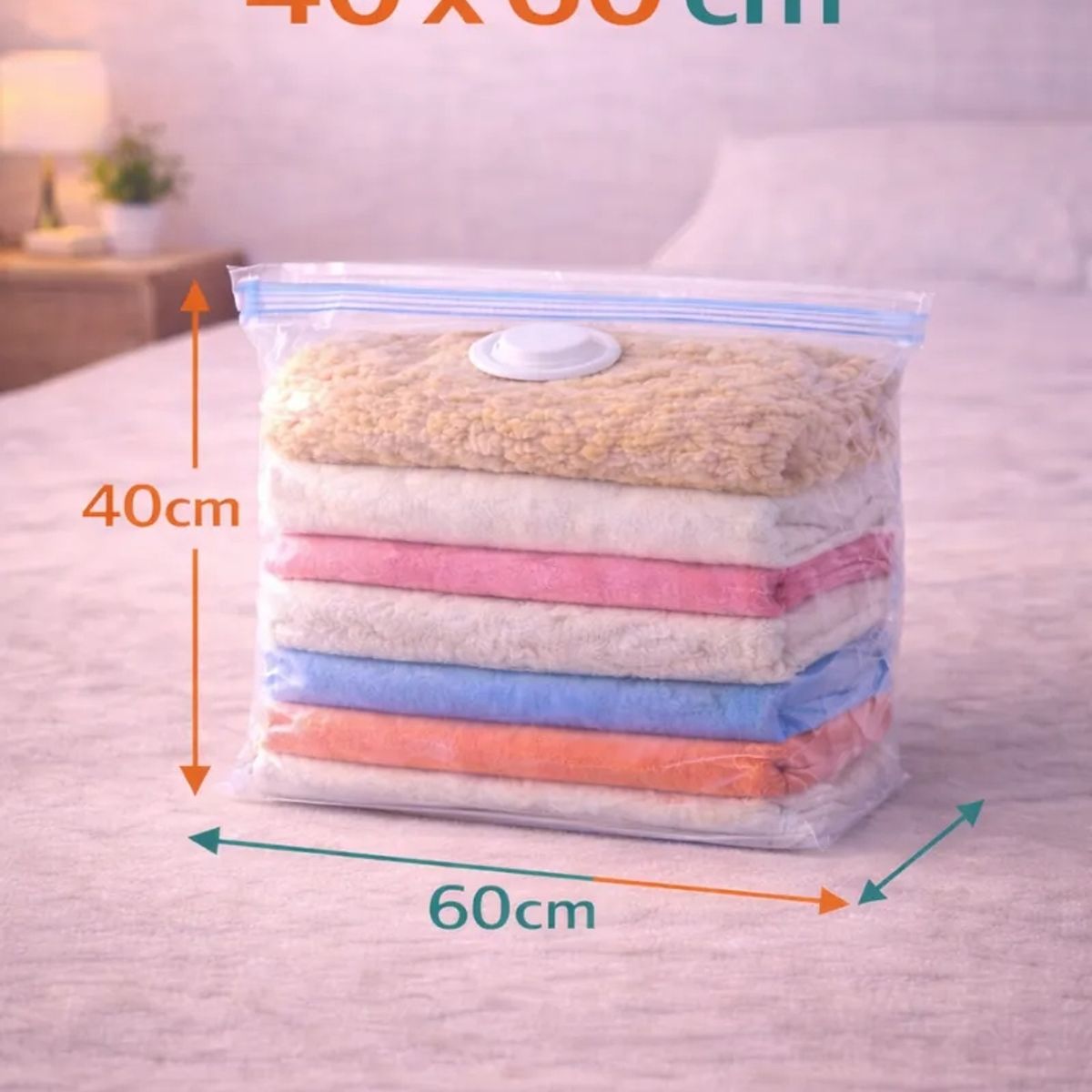 GENERICO - Bolsa Vacio 40x60 Valvula Hermetica Compresora Ropa Closet