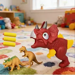GENERICO - Pistola Lanzador Dinosaurio Triceratops Con Dardos Y Figuras