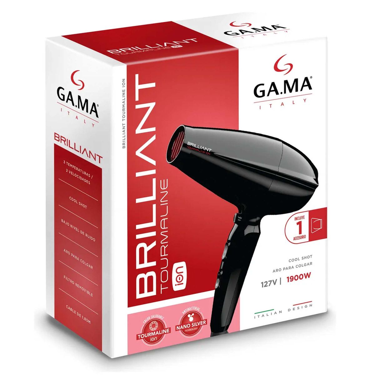 GAMA - Secador Brilliant Gama Tourmaline Ion 240V