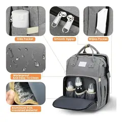 EVERSO - Bolsa Mochila De Pañales Para Mamá Cama Bebé Plegable 3 En 1