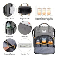EVERSO - Bolsa Mochila De Pañales Para Mamá Cama Bebé Plegable 3 En 1