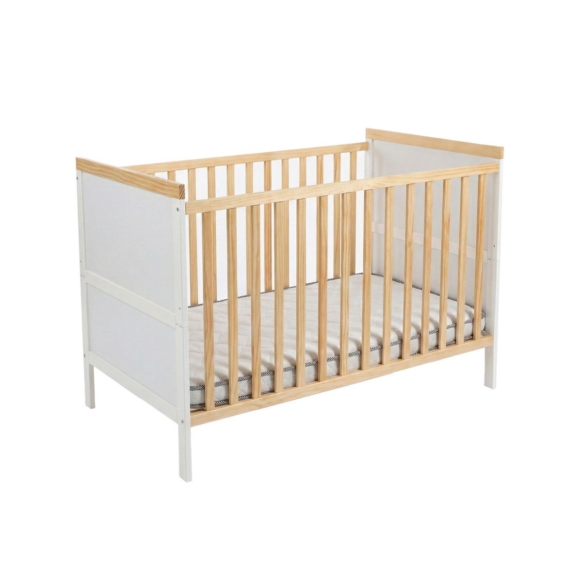 RELAN - Cuna de Madera Funcional Aurora Relan Evolutiva 2 en 1 Con Colchón...