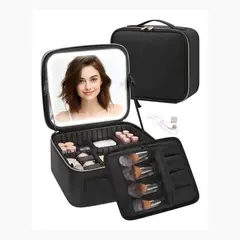 MOVI - Cosmetiquero Con Espejo y Luz Led, Organizador