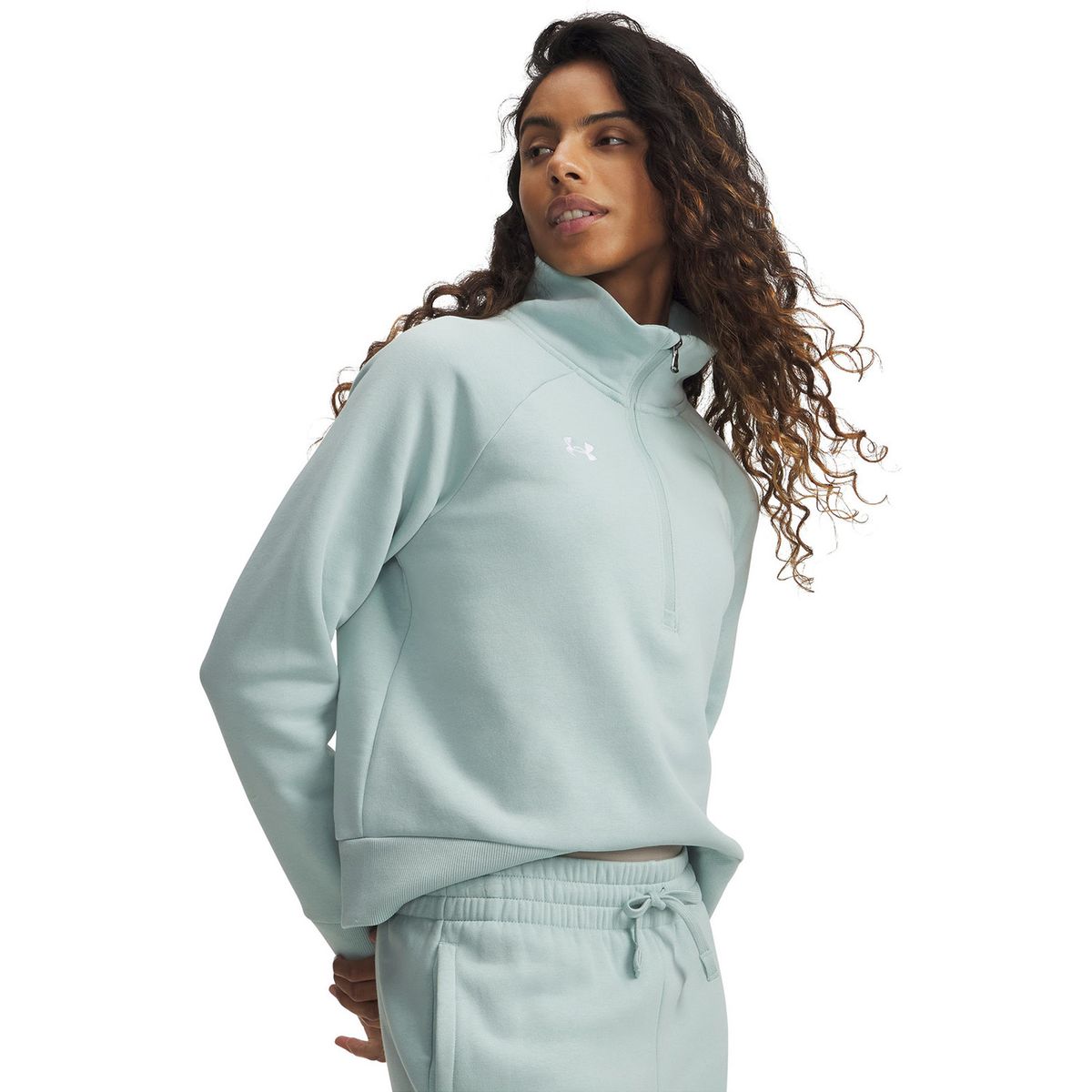 UNDER ARMOUR - Poleron Mujer Rival Fleece Medio Zip Azul UNDER ARMOUR