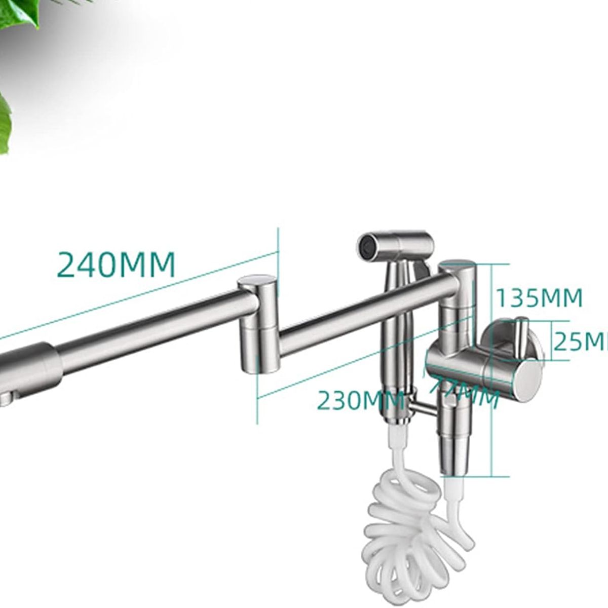 PUREPOWER - Grifo plegable con Pistola rociadora de cocina para pared