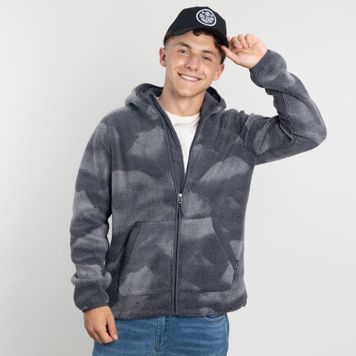 POLEMIC - Polerón Juvenil Mini Sherpa Print con gorro Polemic