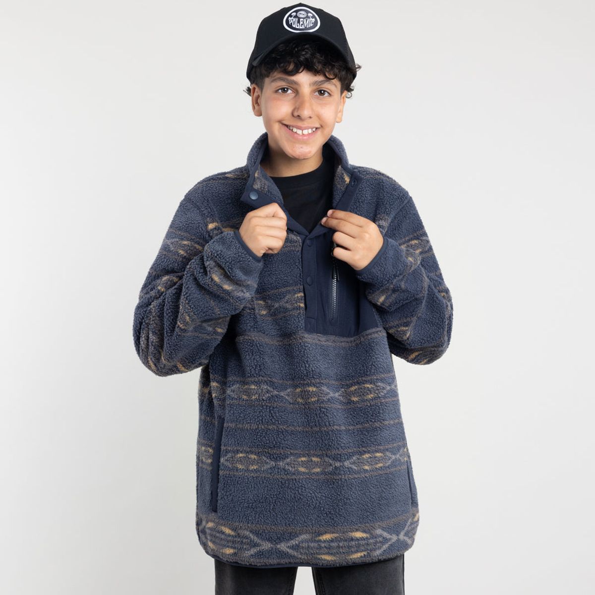 POLEMIC - Polerón Juvenil Mini Sherpa estampado sin gorro Polemic