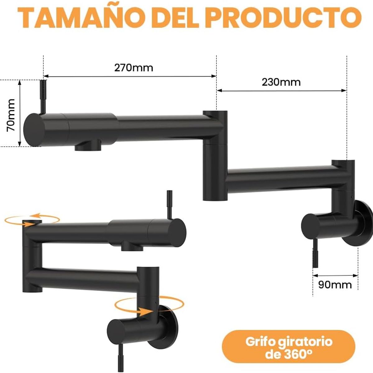 PUREPOWER - Grifo plegable de cocina para pared