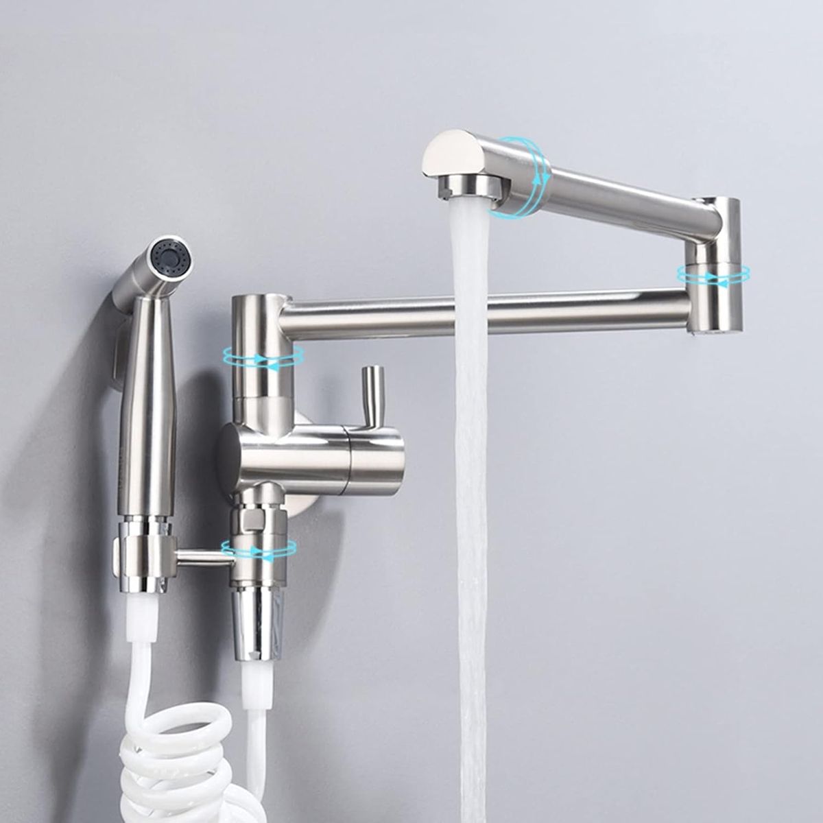 PUREPOWER - Grifo plegable con Pistola rociadora de cocina para pared