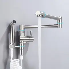 PUREPOWER - Grifo plegable con Pistola rociadora de cocina para pared