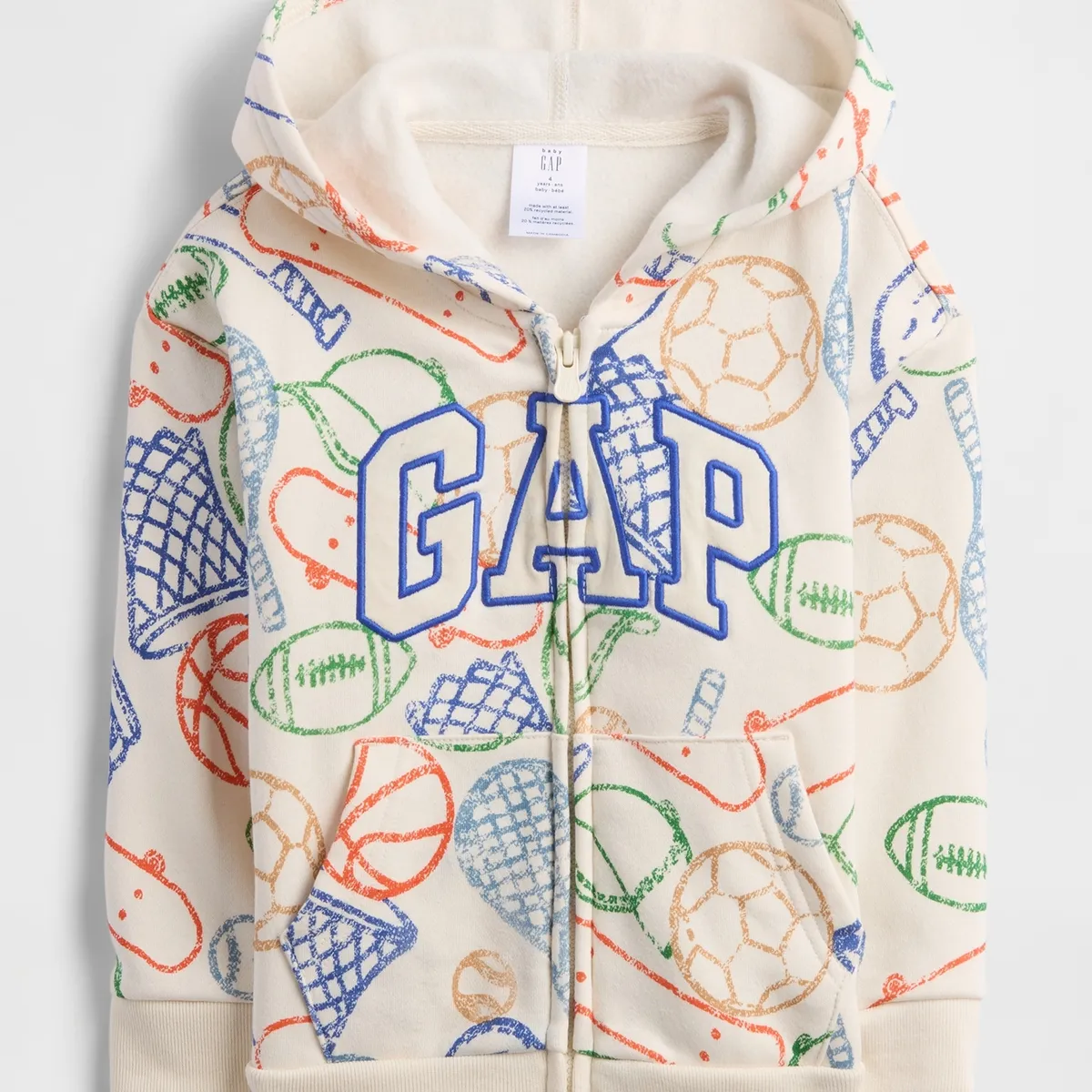 GAP - Polerón Toddler Niño Con Gorro Con Cierre Logo Blanco Gap