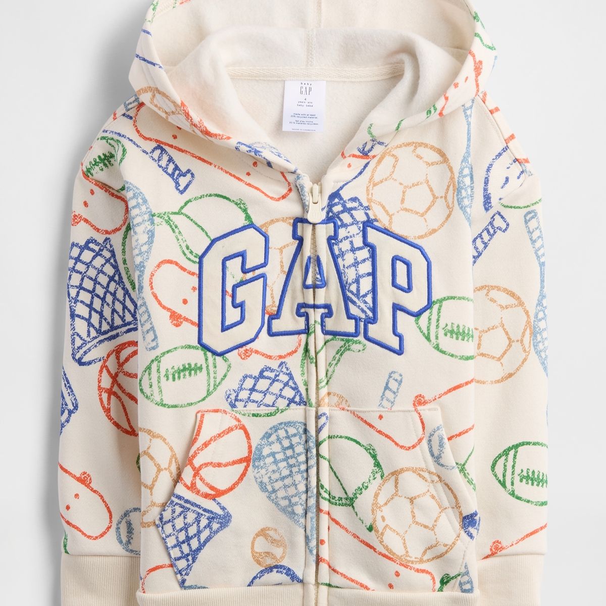 GAP - Polerón Toddler Niño Con Gorro Con Cierre Logo Blanco Gap
