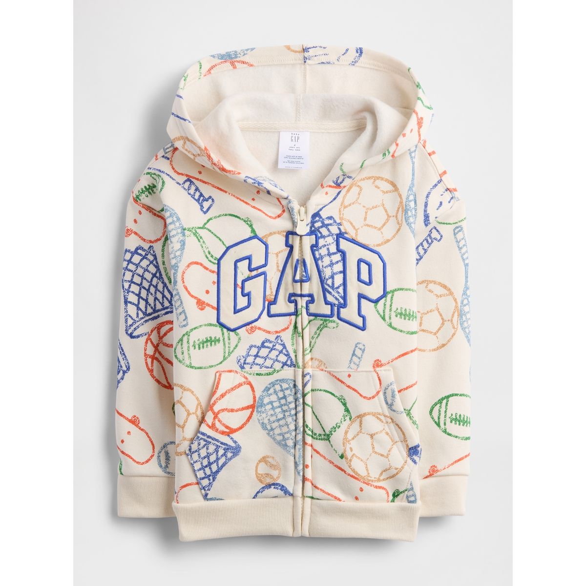 GAP - Polerón Toddler Niño Con Gorro Con Cierre Logo Blanco Gap