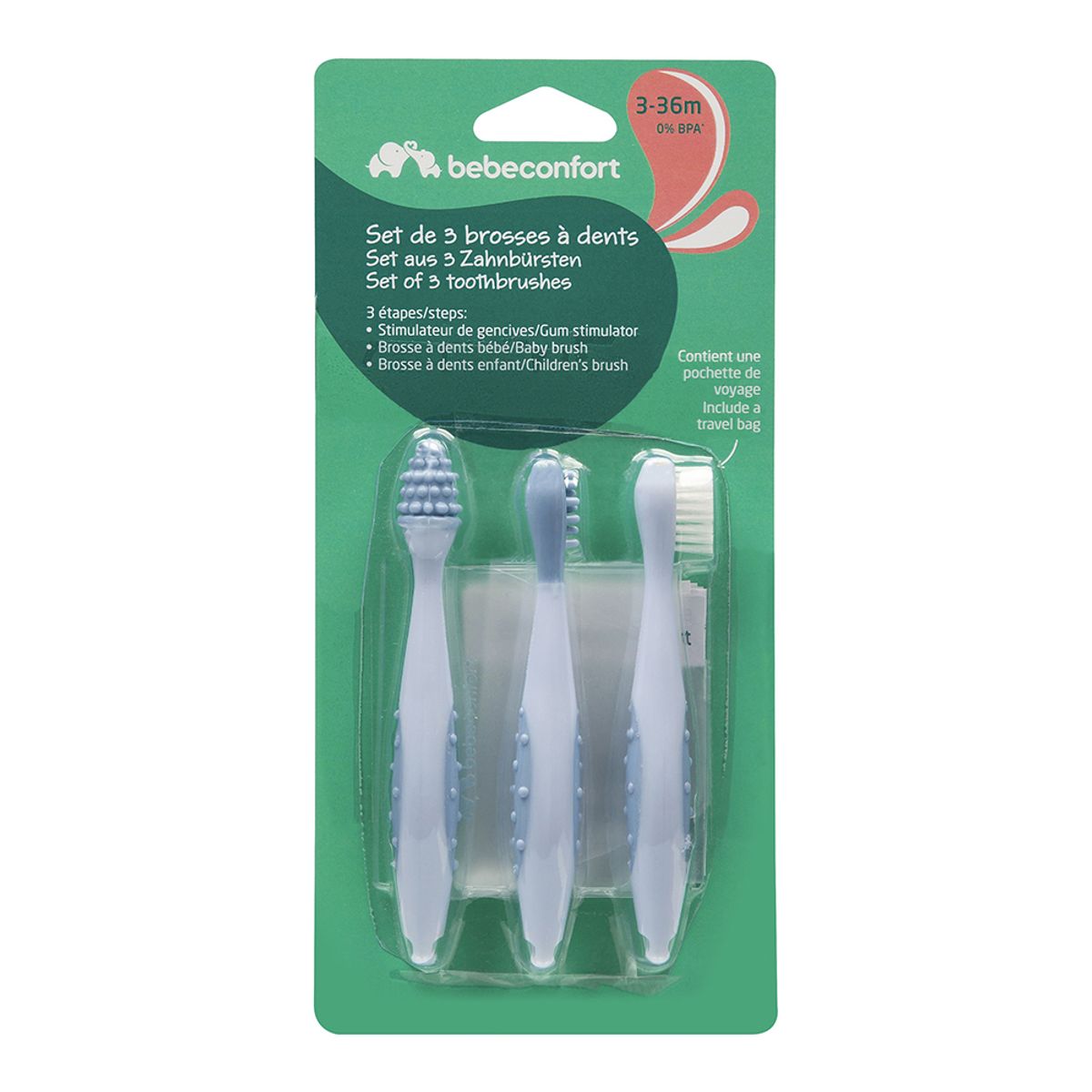 BEBE CONFORT - Set De 3 Cepillos De Dientes Bebé Confort
