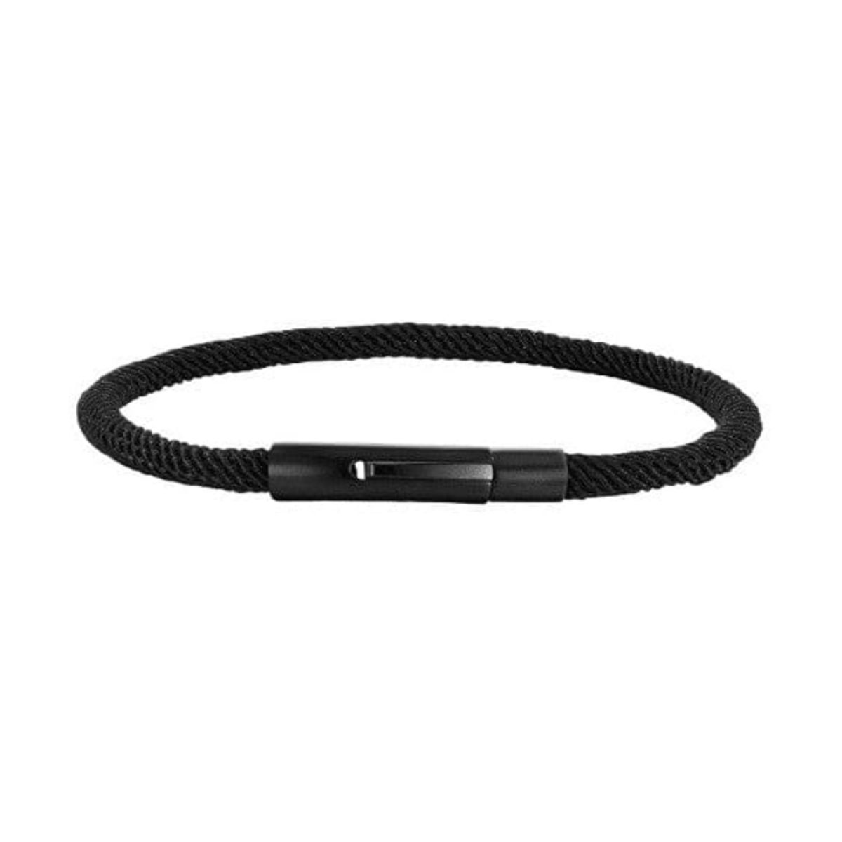 GOIA - Pulsera Cuerda de CuerinaAcero Inoxidable 4mm x 21cm Negra