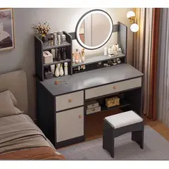 GENERICO - Tocador con Espejo y Luz Led - Peinadora Moderna de Melamina en Color Gris