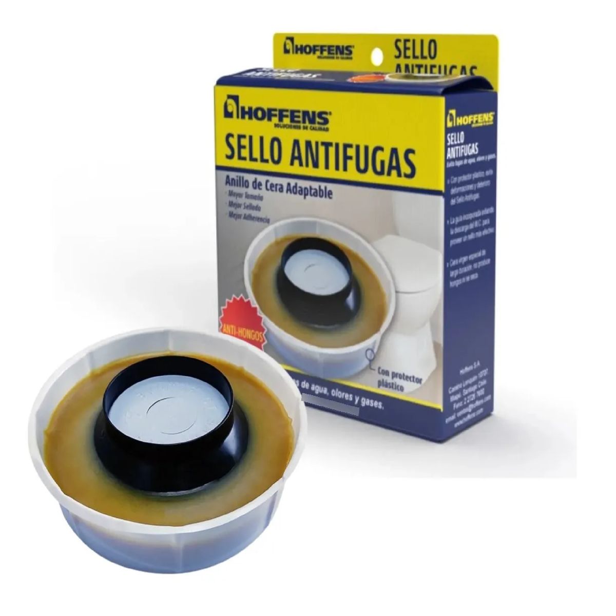 HOFFENS - Sello Cera Antifugas Wc Hoffens Con Guia Plastica Antihongos