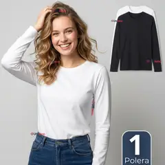 UTILISIMO - Camiseta Polera Polar Primera Capa Manga Larga Colores Surtidos Mujer