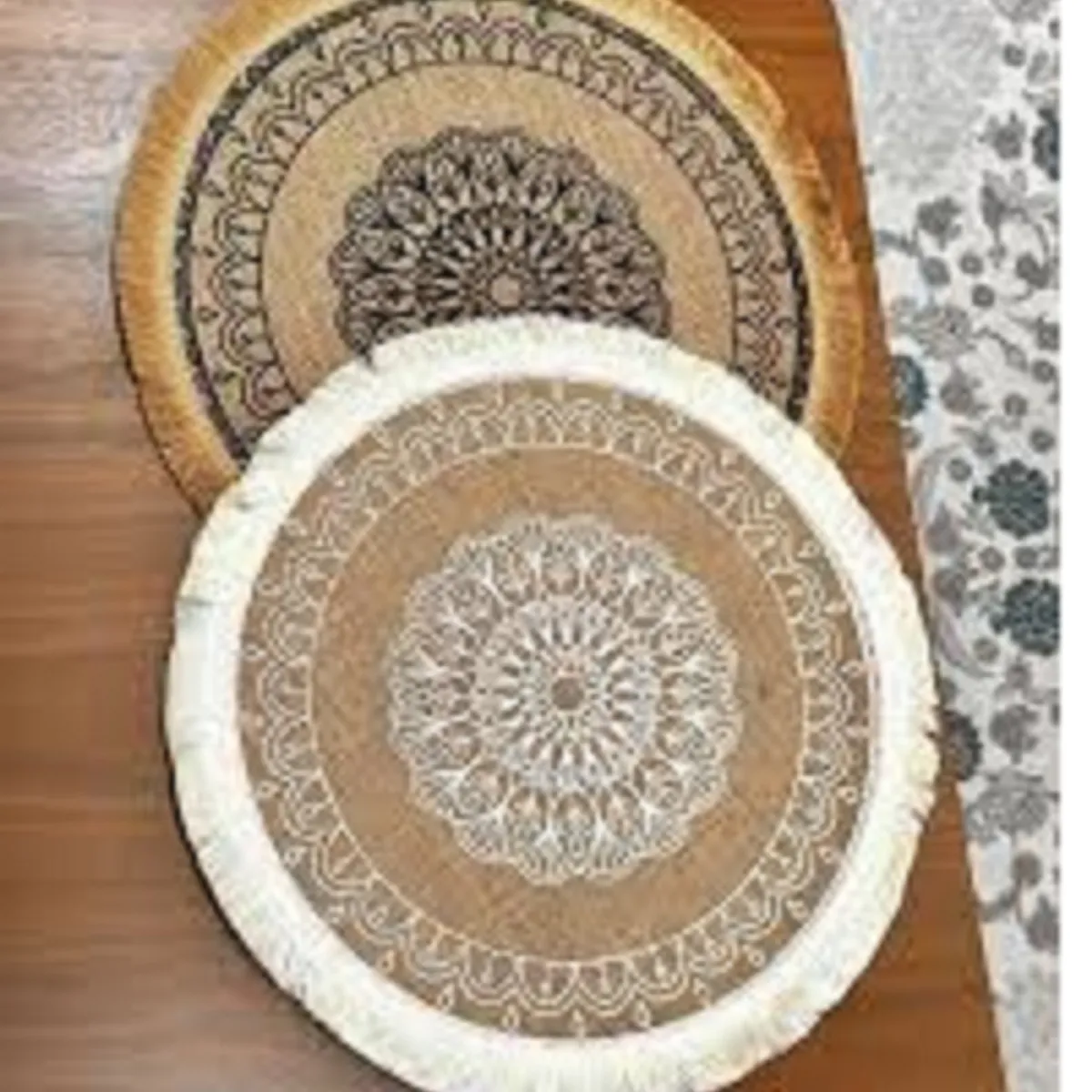 GENERICO - Set 4 Manteles Individuales De Mesa con decoración Etnia, yute 38cm