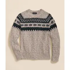 BROOKS BROTHERS - Sweater Hombre Cotton Fair Isle Sweater Beige