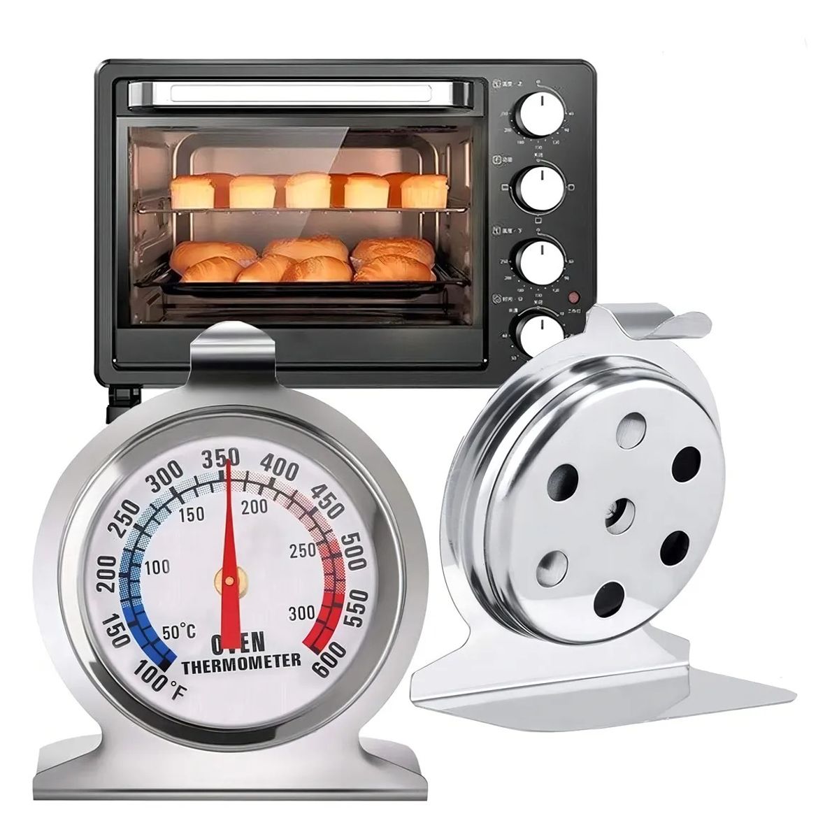 GENERICO - Pack 2 Termómetros Para Horno En Acero Inoxidable 50-300°c