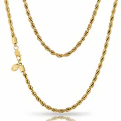 SAINT VENIK - Cadena Rope Oro 3mm 55cm Largo Natural Ligera