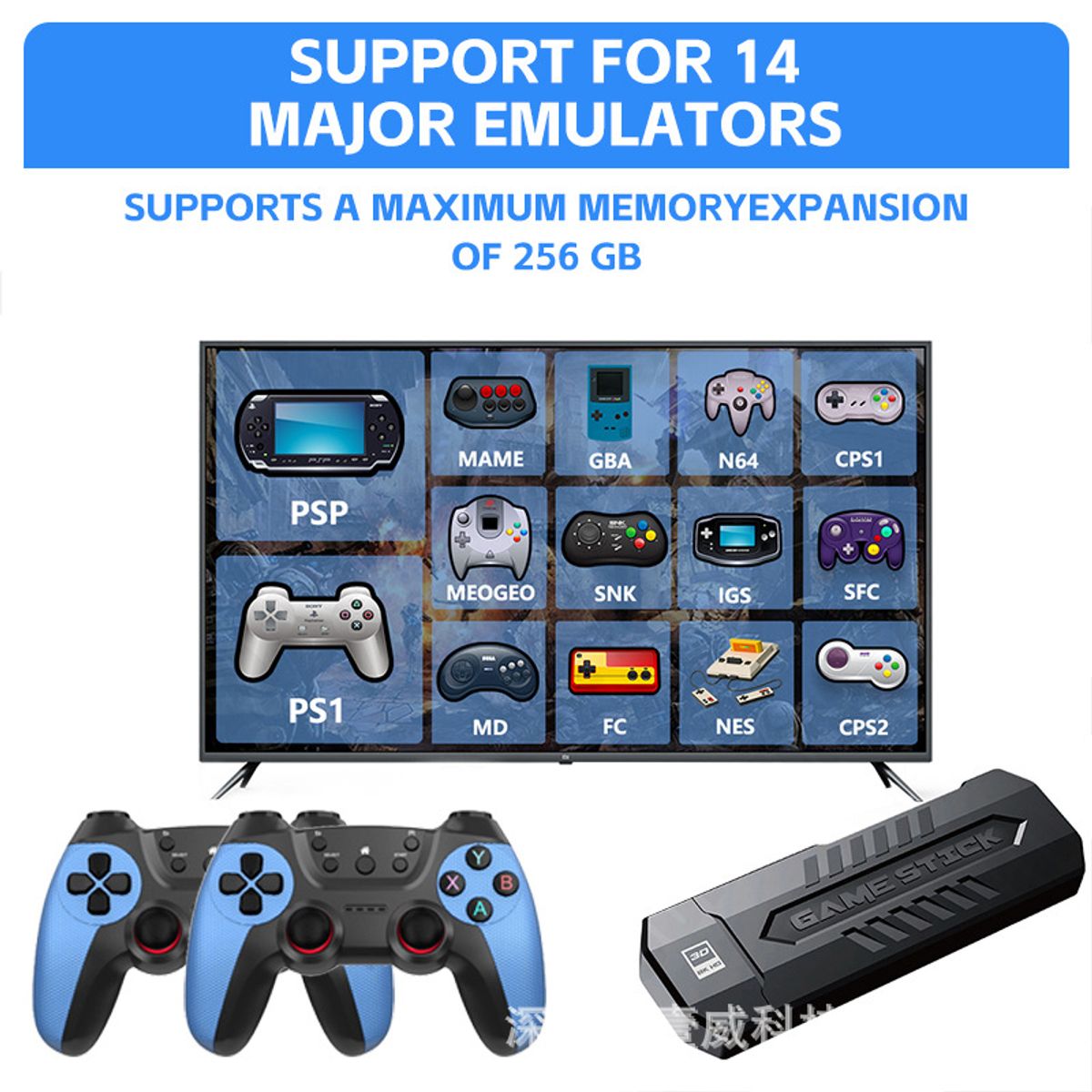 PUREPOWER - X2 Blue 4k retro Game stick videojuego doméstico de alta definición