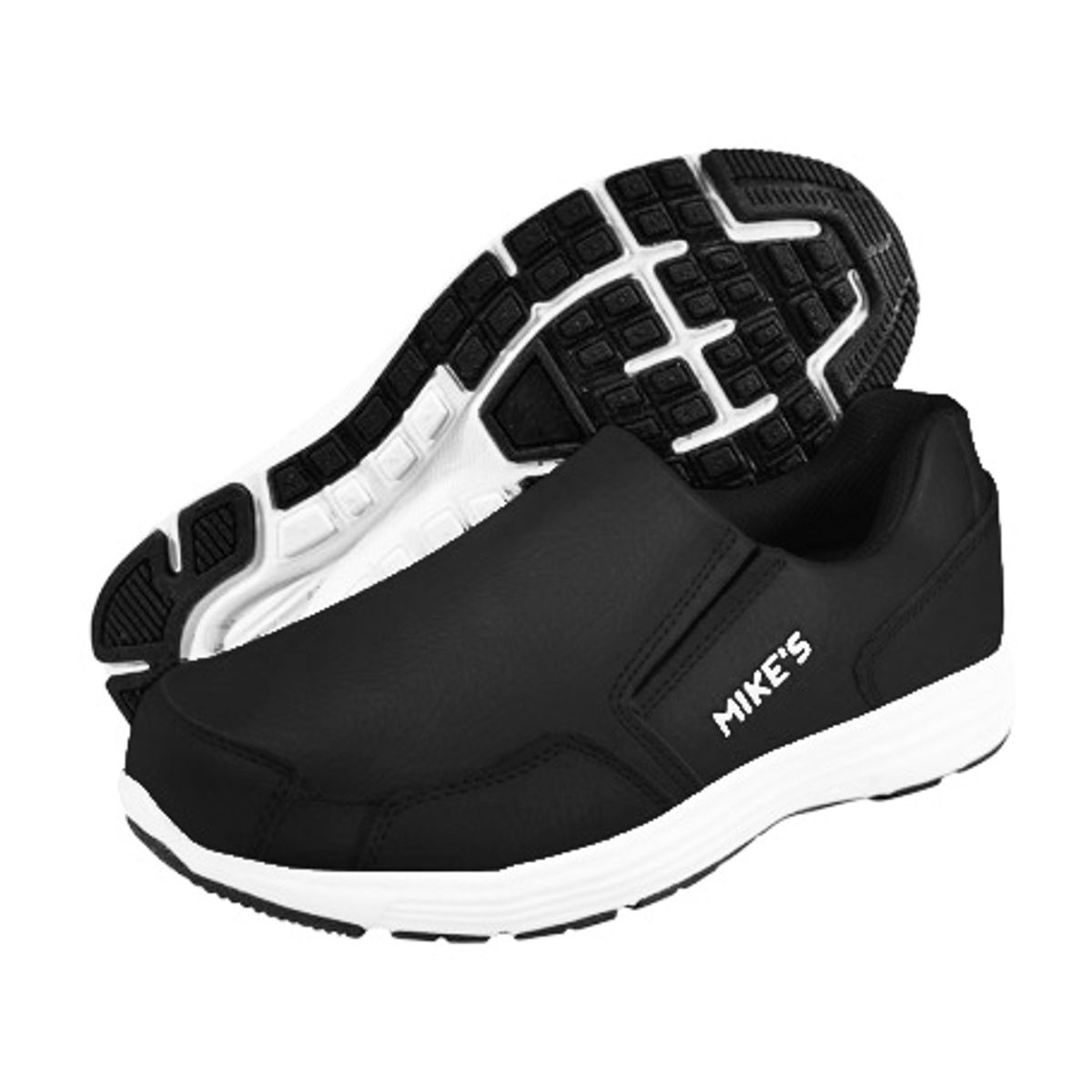 MIKE'S - ZAPATO ZAPATILLA SLIP ON CUERO NEGRA SUELA BLANCA