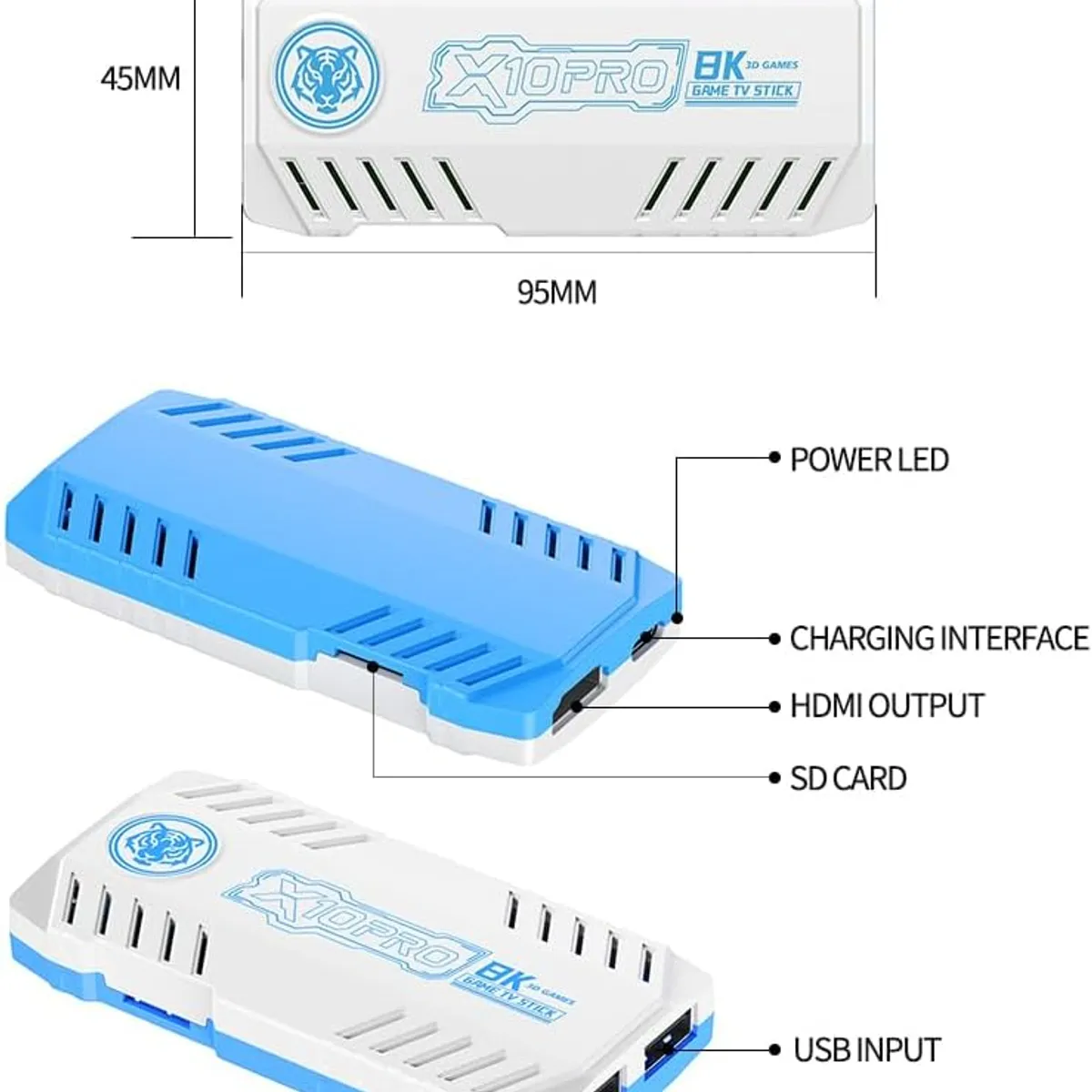 PUREPOWER - X10 PRO Retro Game Stick con más de 50000 juegos 4K HDMI HD Plug con 2 controladores