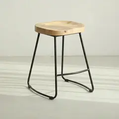 VENHOOUSE - Silla Piso Bar Taburete Nara Madera Exterior O Cocina Negro