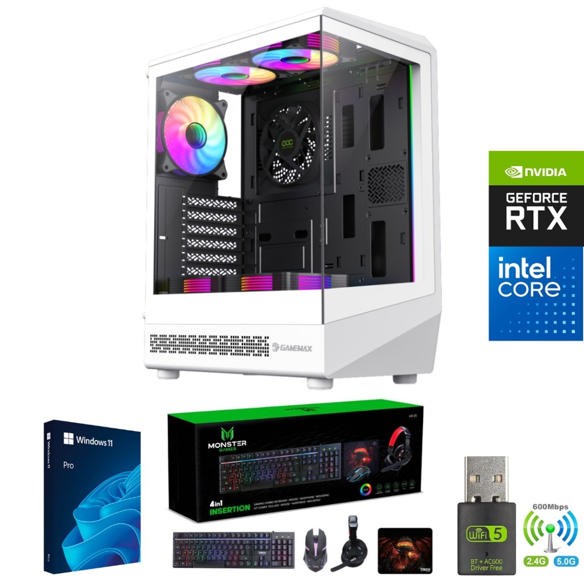 INTEL - Pc Gamer Intel Core i5-12400F - 16GB RAM - RTX 5060 - 1TB - Wifi - COC-W