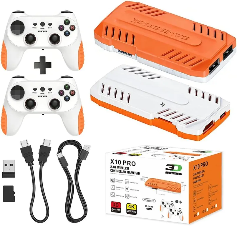 PUREPOWER X10 PRO Retro Game Stick con más de 50000 juegos 4K HDMI HD Plug con 2 controladores