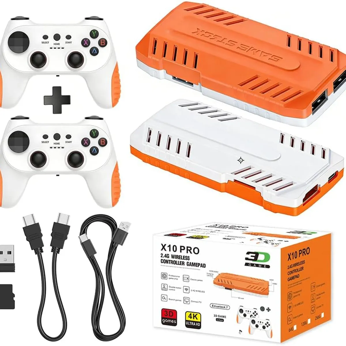 PUREPOWER - X10 PRO Retro Game Stick con más de 50000 juegos 4K HDMI HD Plug con 2 controladores