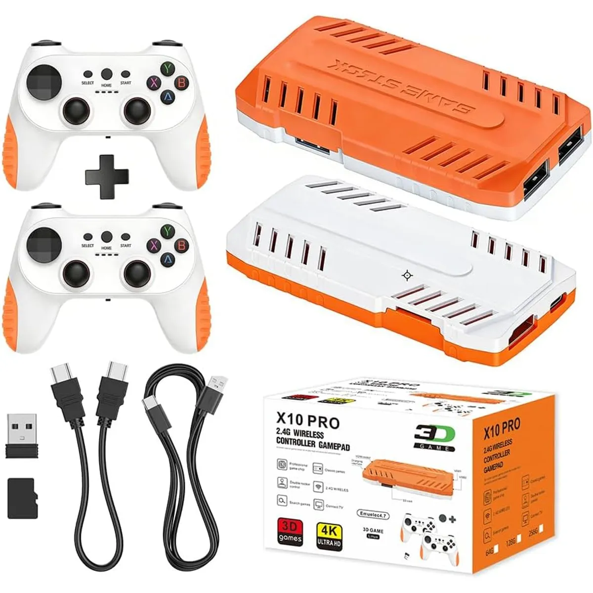 PUREPOWER - X10 PRO Retro Game Stick con más de 50000 juegos 4K HDMI HD Plug con 2 controladores