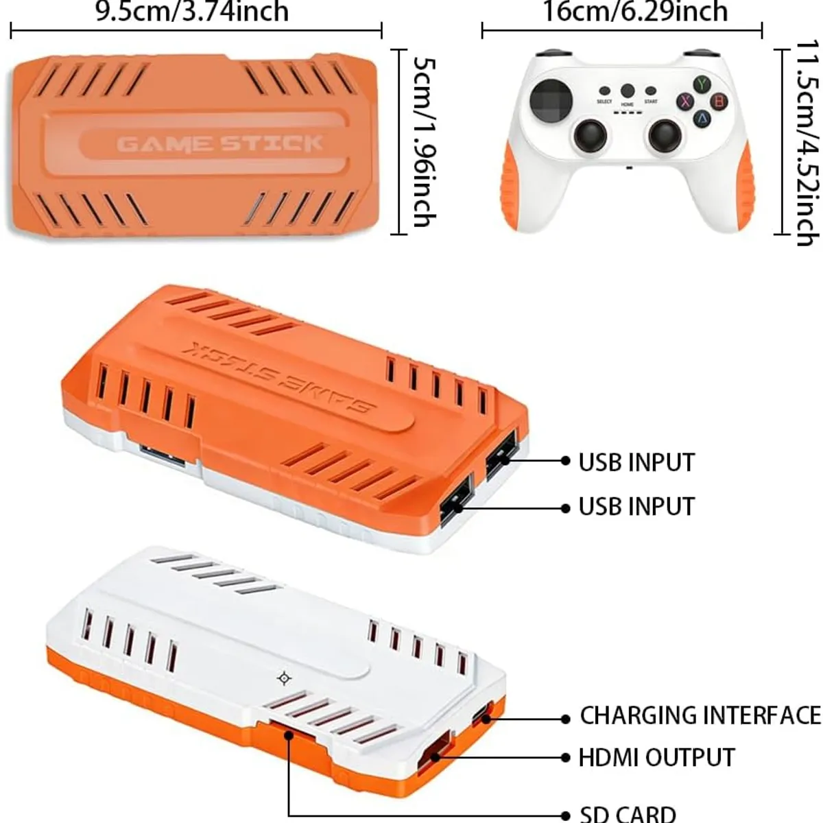 PUREPOWER - X10 PRO Retro Game Stick con más de 50000 juegos 4K HDMI HD Plug con 2 controladores