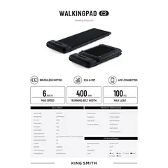 KINGSMITH - Walkingpad C2  Diseño Plegable  - Negro