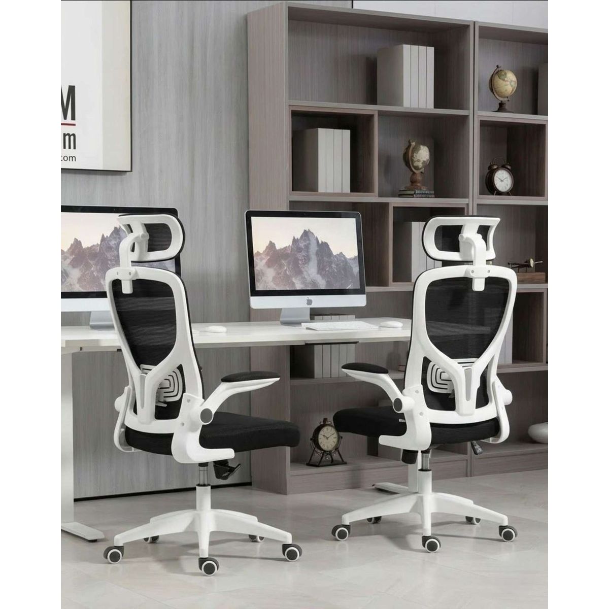 GENERICO - Pack 2 Sillas Ergonómica Pro Máximo Confort con Apoyacabeza Ajustable Blanca