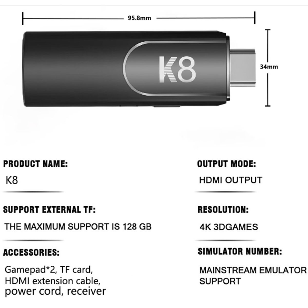PUREPOWER - k8 4k retro Game stick videojuego doméstico de alta definición