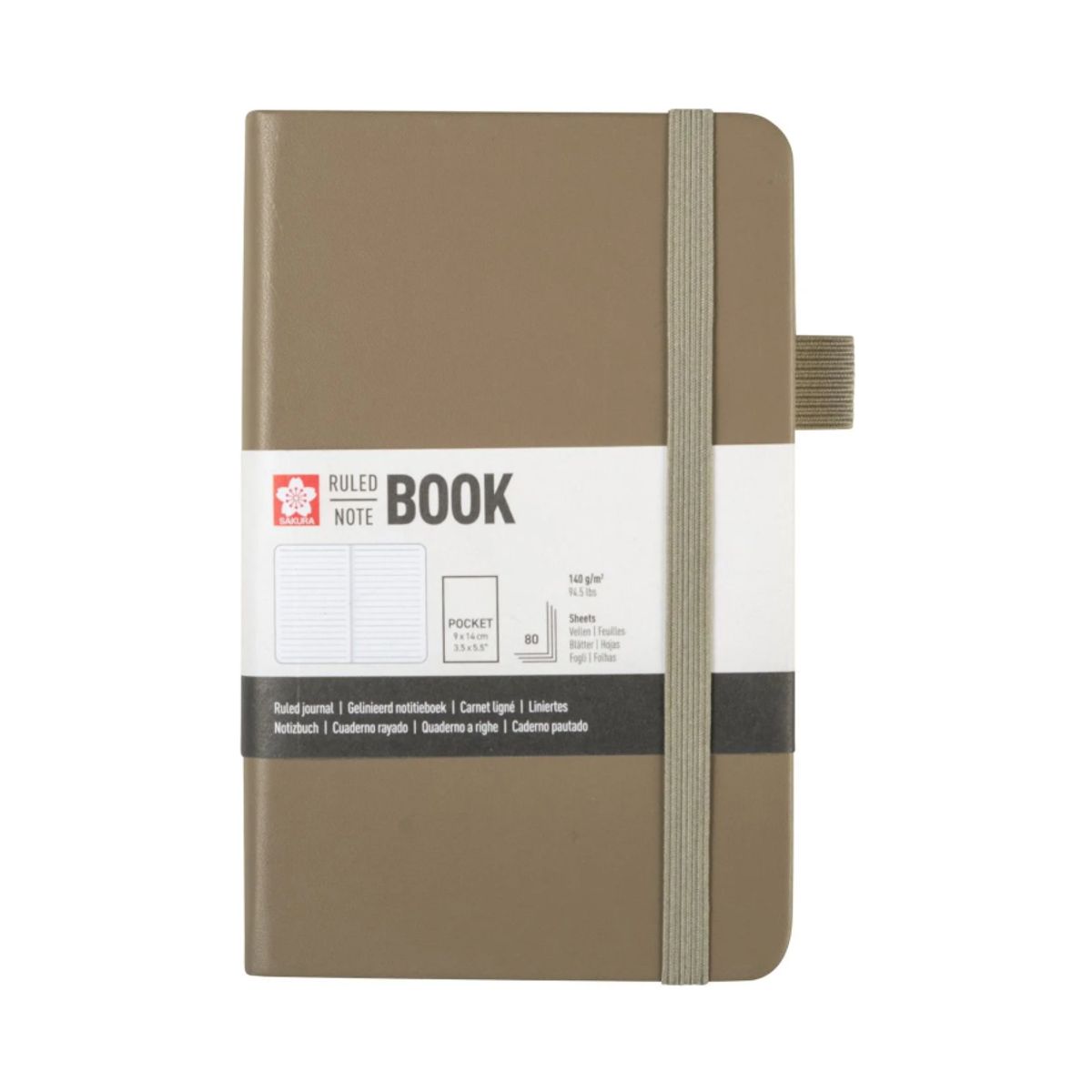SAKURA - Libreta Hoja Crema Con Cuadrados 9x14cmGris Ceniza, Sakura