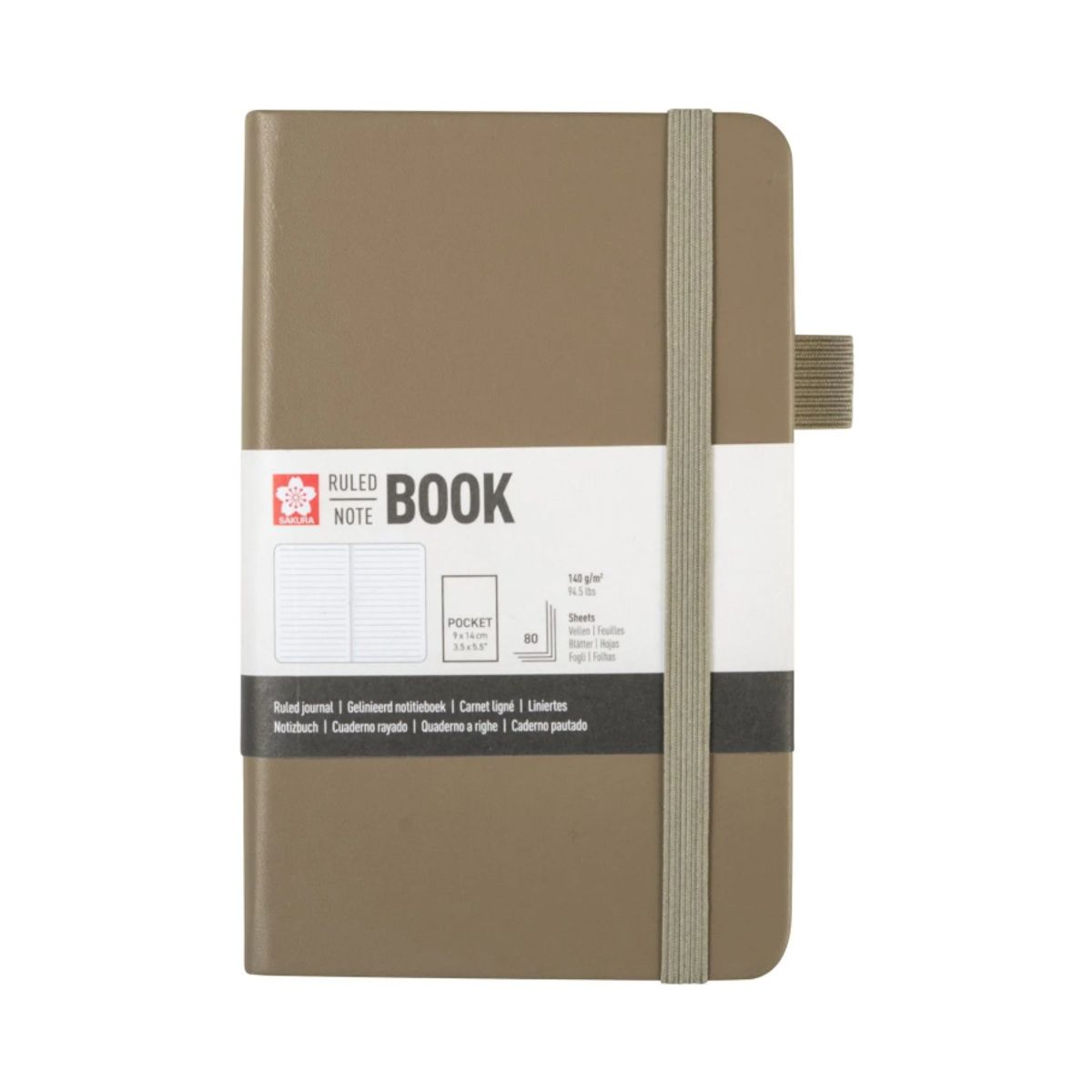 SAKURA - Libreta Hoja Crema Con Cuadrados 9x14cmGris Ceniza, Sakura