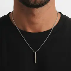 SAINT VENIK - Bar Pendant Collar Plateado Minimalista 55cm