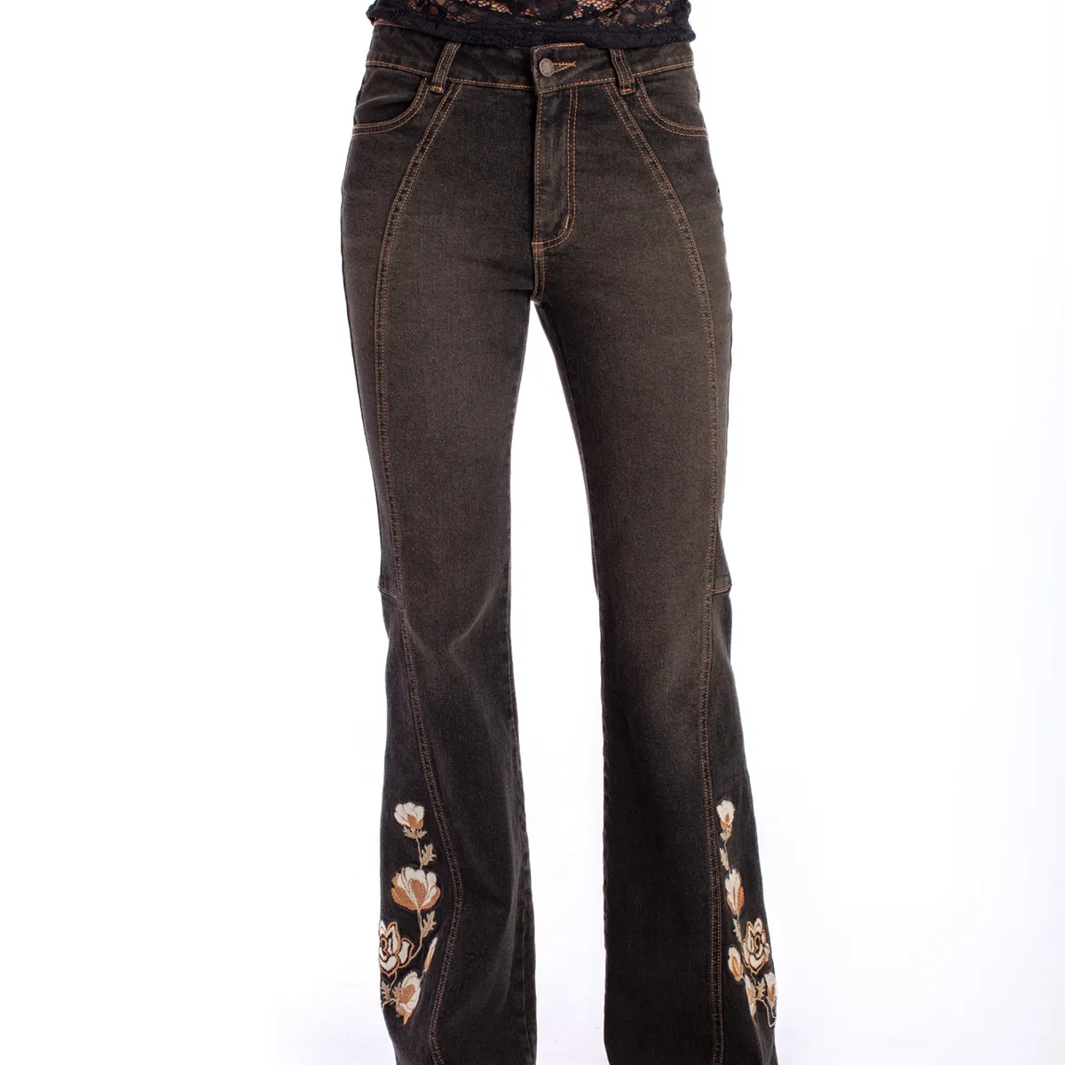 EFESIS - JEANS CURVI FLARE CORTES Y BORDADO EFESIS