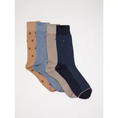 TOMMY HILFIGER - Pack De 4 Pares De Calcetines De Vestir Café