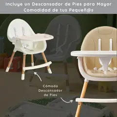 EVERSO - Silla De Comer Para Bebé 3 En 1 Con Cinturón Doble Bandeja