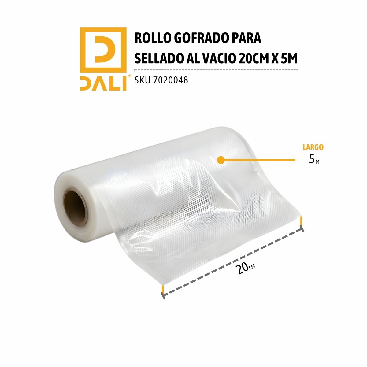 GENERICO - Rollo Gofrado Sellado al Vacío 20 cm x 5 m